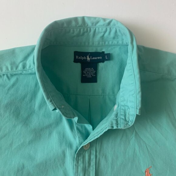 Ralph Lauren Dress Shirt Teal Polo Pony Horse Coastal Grandma Prep Academia - Picture 3 of 11
